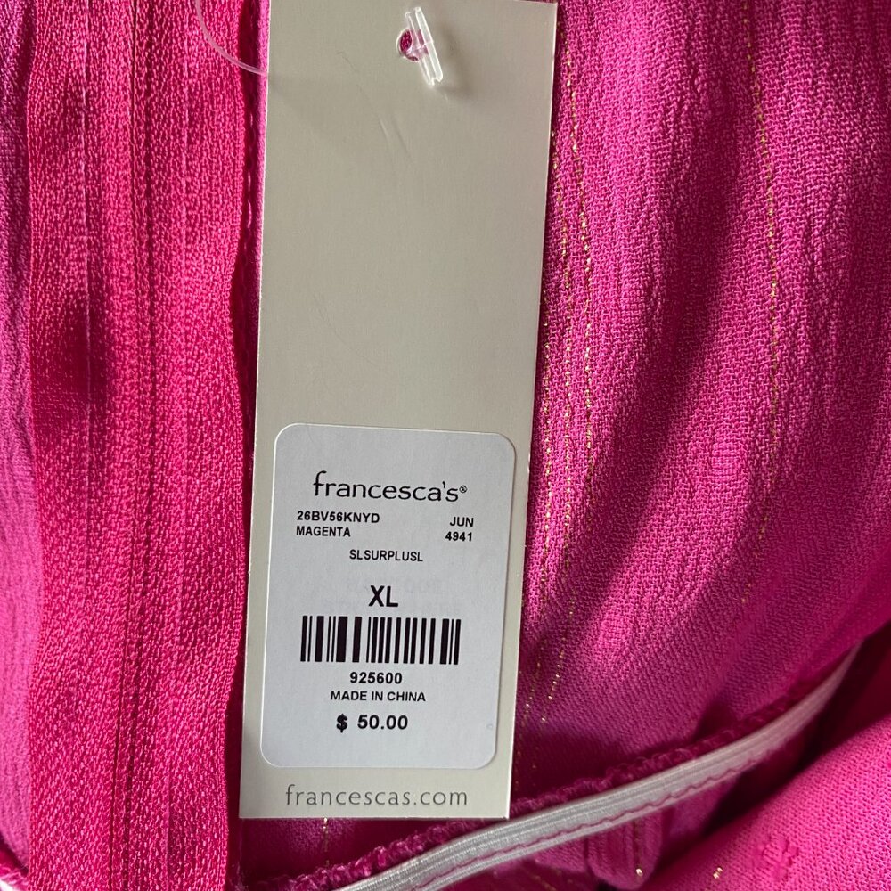 Francesca's Blue Rain women's XL magenta tie at waist A-line dress - Picture 12 of 13